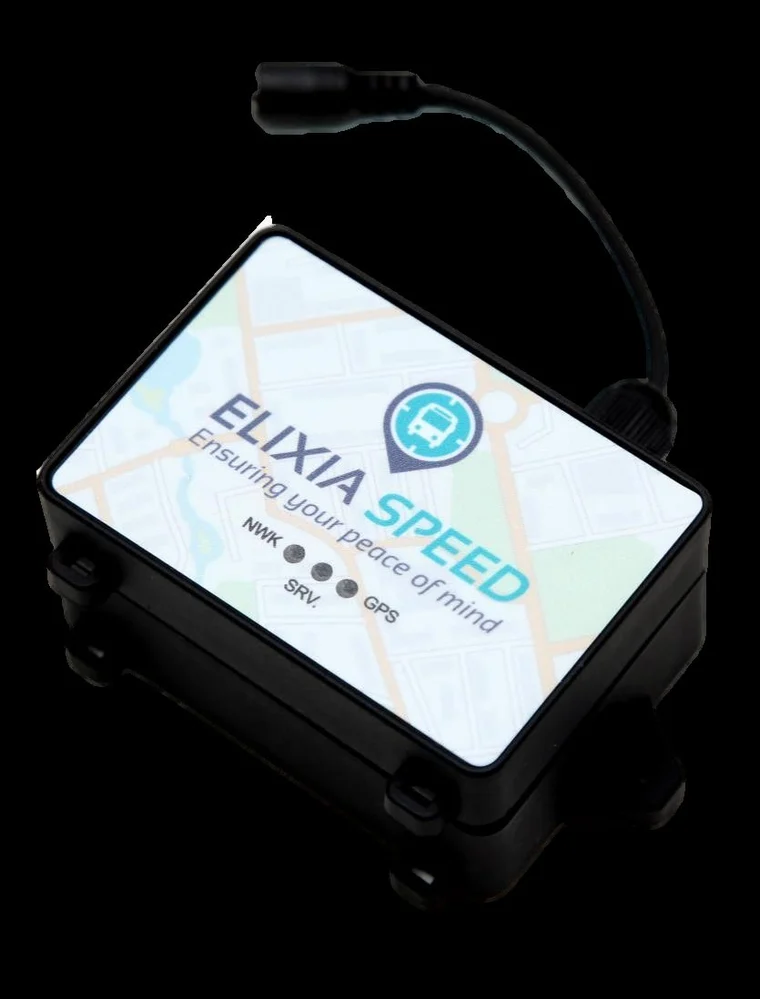 Elixia GPS tracking device with status lights for network, server and GPS